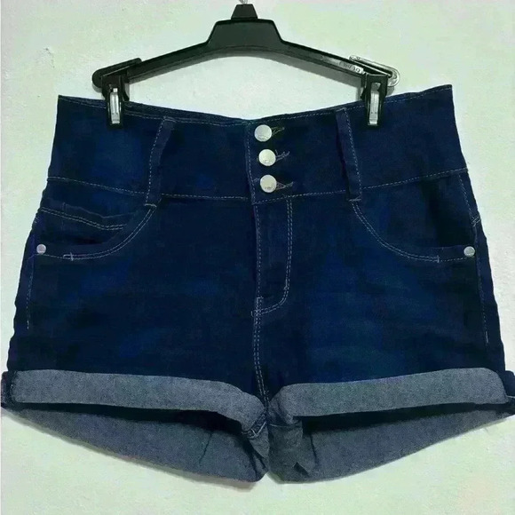 High-waisted Denim Shorts - Picture 1 of 8